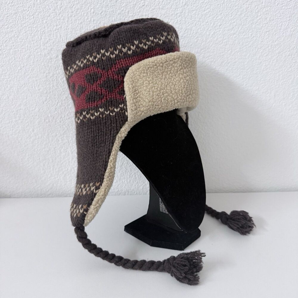 REI Wool Blend Nordic Trapper Hat Sherpa Lined Earflap Beanie Gorpcore Fair Isle - Picture 3 of 16